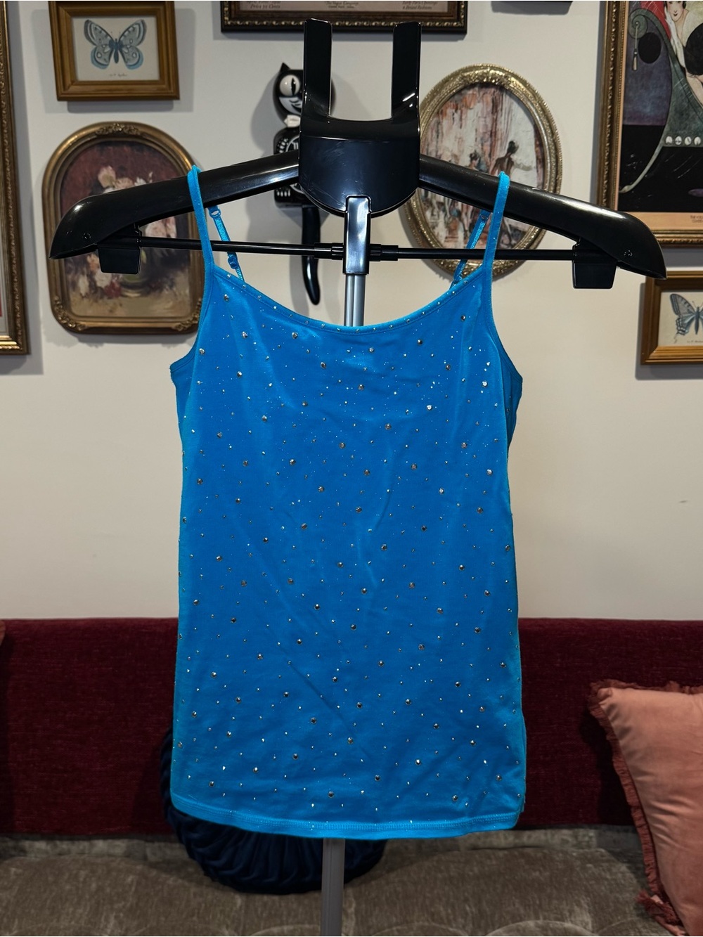 Justice Teal-Blue Studded Spaghetti Strap Camisole